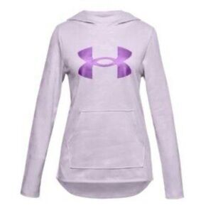 Under‎ Armour Youth Large Hoodie Fleece Sweatshirt Light Purple With Purple Logo